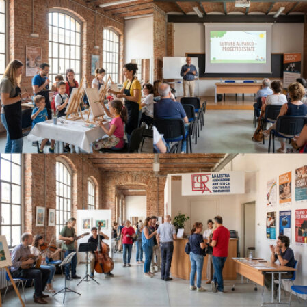 Soci dell’associazione La LESTRA durante un evento artistico culturale