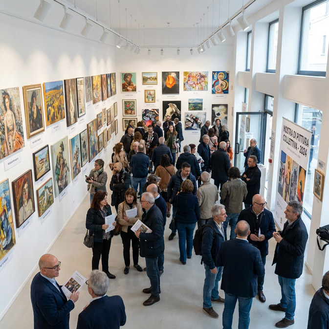 Mostra collettiva con più artisti in una galleria d’arte